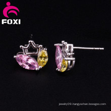 Colorful Good Quality Hot Sale Zircon Stud Earrings for Youth Girls